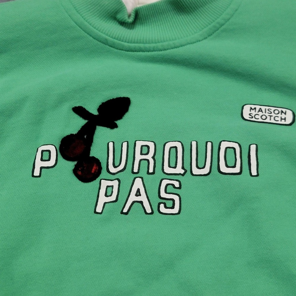 Scotch Soda Sweatshirt Womens XS Green Pourquoi Pas Maison Scotch French - Picture 2 of 13
